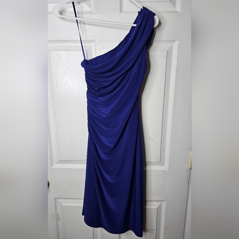 Ralph Lauren One Shoulder Blue Bodycon Dress Size 4 - Picture 3 of 3